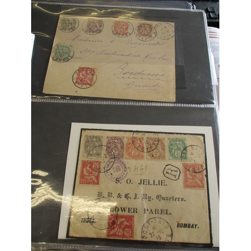 217 - French Post Offices in Egypt. M/U coln in ring binder incl 1907 (philatelic) cover from Port Said to... 