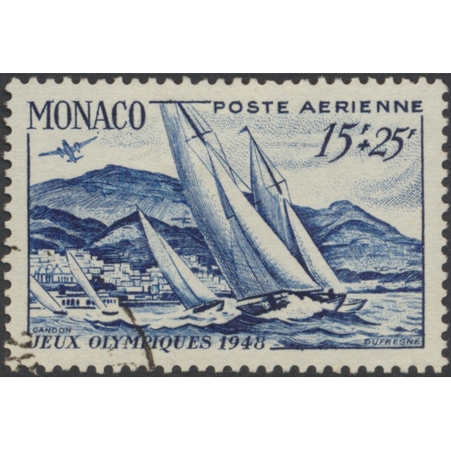 240 - Monaco. Early to modern used coln in 1 album, incl 1885 vals to 75c, 1891 vals to 5f, 1924-33 vals t... 