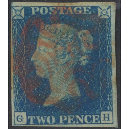 268 - QV-KGVI M/U coln in 1 stockbook, incl 1840 1d black 3 and 4 margin examples U, 2d blue 4 margins U, ... 