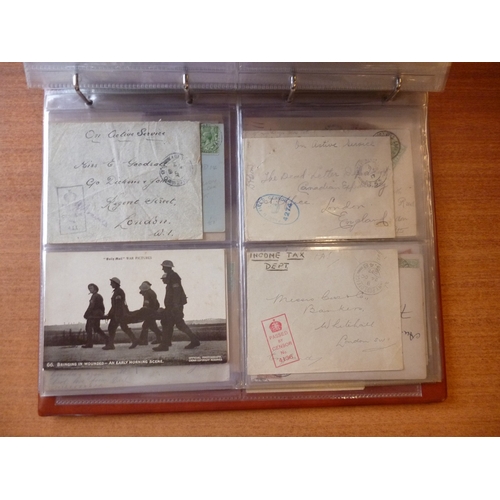 284 - Postal History. QV-KGV coln in 2 ring binders, incl a few pre 1840 items, a range of 1d reds imperf ... 