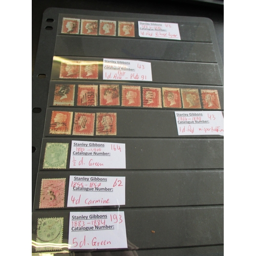 289 - QV LE & SP U/FU mixed condition selns on stockleaves, incl 1867-80 wmk spray of rose 9d straw x2 & 1... 