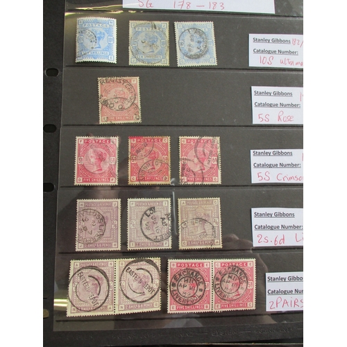 296 - 1883-4 high values used range in varied condition, incl 10/- (x3 all with faults), and also incl 2/6... 