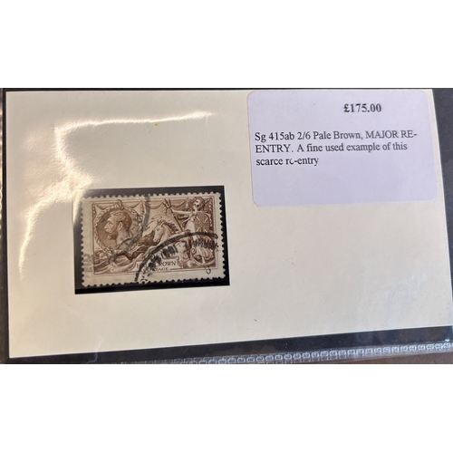 299 - 1913-1919 Seahorses M/U range incl, 1913 2/6 M, 1915 2/6 U, 1918-19 2/6 U with major re-entry (SG. 4... 