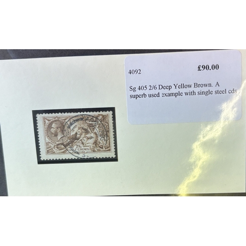 299 - 1913-1919 Seahorses M/U range incl, 1913 2/6 M, 1915 2/6 U, 1918-19 2/6 U with major re-entry (SG. 4... 