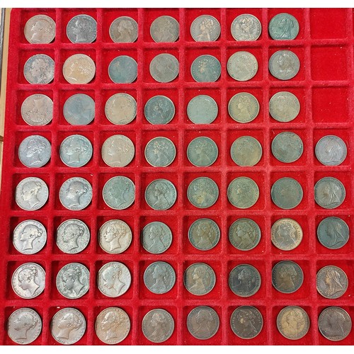 291 - 19th century copper and bronze collection in 3 Lindner trays, generally fine with some better includ... 