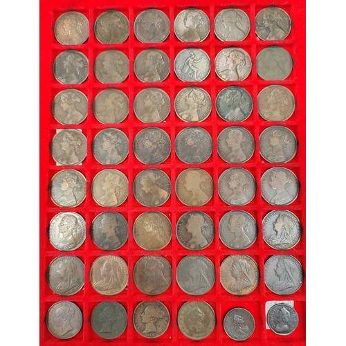 291 - 19th century copper and bronze collection in 3 Lindner trays, generally fine with some better includ... 