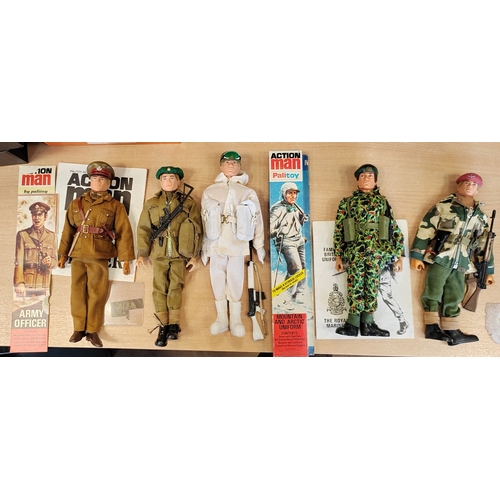 117 - Range of unboxed Palitoy Action Man figures generally very good to excellent with British Army Offic... 