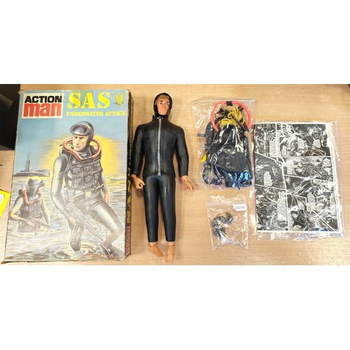 118 - Pair of Action Man figures with 'SAS Underwater Attack' good to very good (wetsuit degraded) in good... 