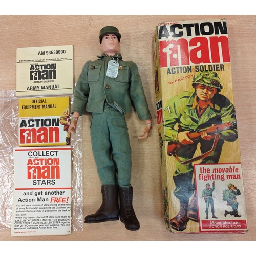 123 - Palitoy vintage Action Man Action Soldier very good in fair to good box (missing top flaps) appears ... 