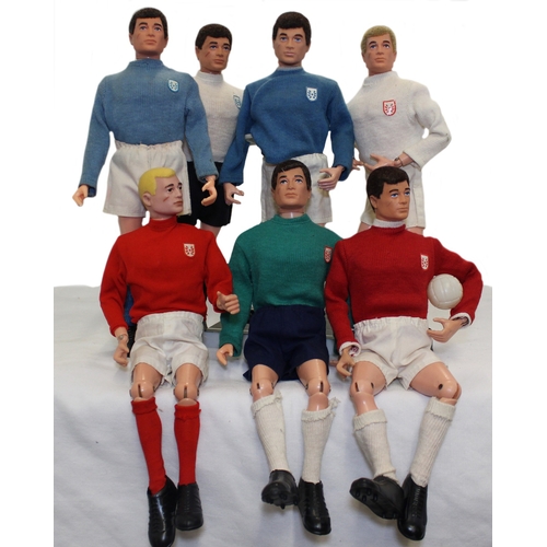 133 - Range of unboxed Palitoy Action Man Footballers generally good plus to very good with various kit co... 