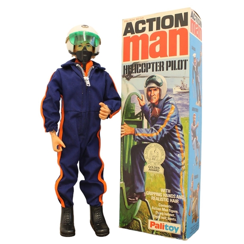 143 - Palitoy Action Man Helicopter Pilot generally excellent condition with blue flight suit with orange ... 