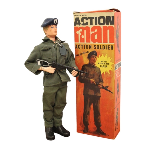 154 - Palitoy Action Man Vintage Soldier very good to excellent condition with Sten machine gun and magazi... 