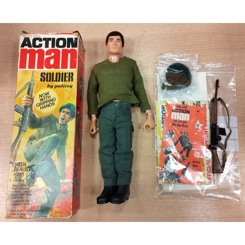 156 - Palitoy Action Man Vintage Soldier very good to excellent condition with SLR rifle, green beret, boo... 