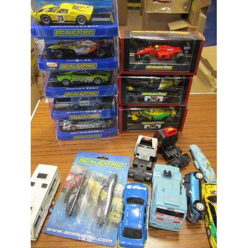 164 - Scalextric. Collection including Bugatti Veyron No C3199 (not plinthed) Ferrari F430 GT No C3080, Re... 