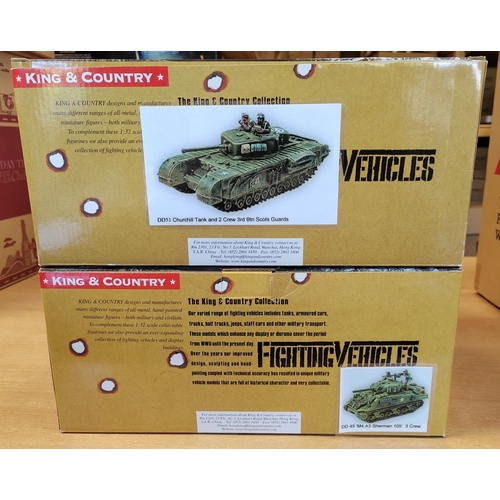 223 - King & Country. D-Day tanks mint in very good boxes with No.DD045 Sherman 105 and DD051 Churchill ta... 