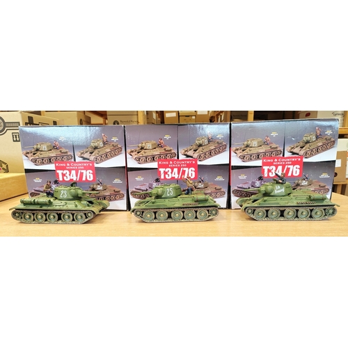 246 - King & Country. Fall of Berlin Soviet T34 tank range generally mint in very good boxes with No.RA025... 