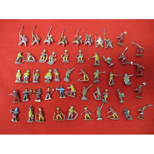 307 - Wargaming. Collection of soldiers, mounted, musketeers, archers, shield and spearmen, drummers etc g... 