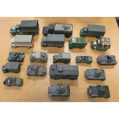 327 - Collection of unboxed military vehicles generally good to good plus, some re-livered, including exam... 