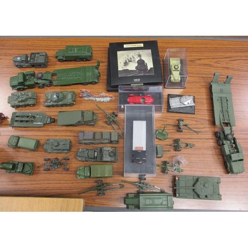 327 - Collection of unboxed military vehicles generally good to good plus, some re-livered, including exam... 