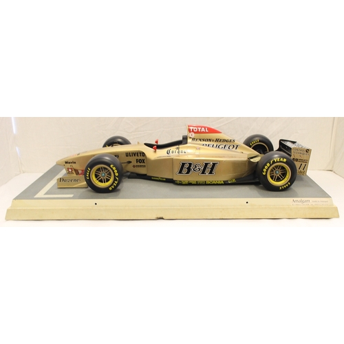 364 - Amalgam Models. Large scale Jordan Peugeot 197 F1 racing car, gold B & H livery, about excellent, re... 