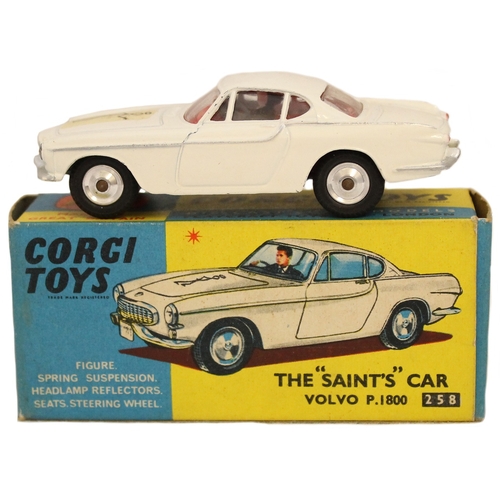 399 - Corgi. The Saint's Volvo P1800 No. 258, white body, black 'Saint' logo on white label on bonnet, red... 