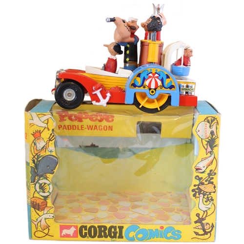 403 - Corgi. Popeye Paddle-Wagon No. 802, yellow/ white body, red wings, blue paddle covers, yellow rear w... 