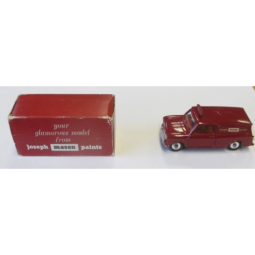 422 - Dinky. Mini Minor Van 'Joseph Mason' No. 274, maroon body, red seats and rear van body base, roof si... 