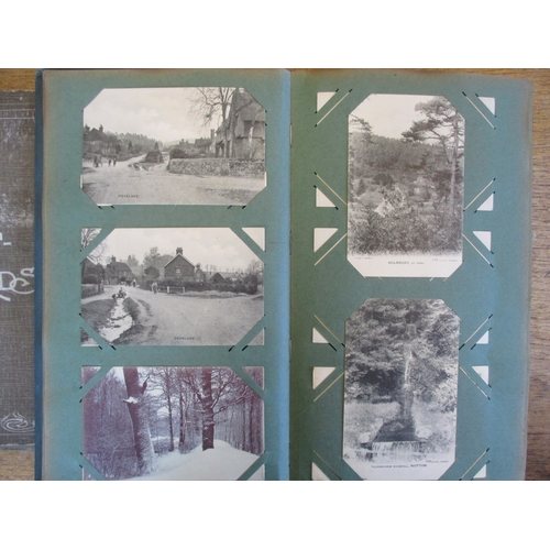 71 - Misc. coln. in 2 old albums and loose. UK topo. incl. better ptd cards of Dorking, Peaslake, Mortime... 