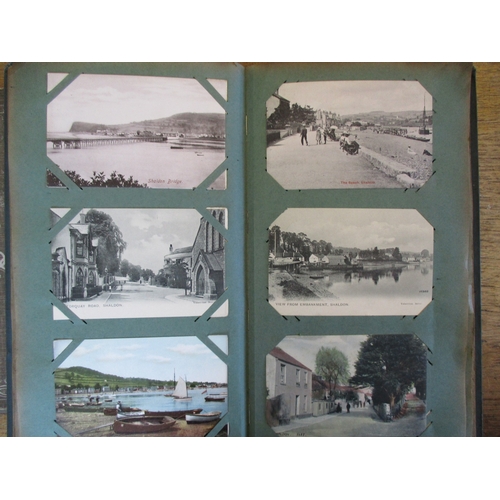 71 - Misc. coln. in 2 old albums and loose. UK topo. incl. better ptd cards of Dorking, Peaslake, Mortime... 