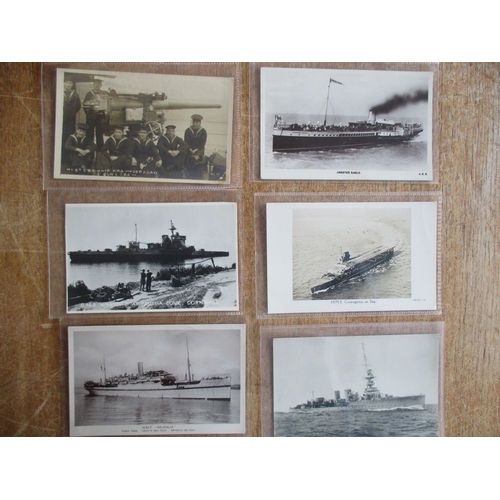 94 - Shipping. Naval coln. incl Life in the Navy (approx.100), RP battleships and artist drawn. Crews in ... 