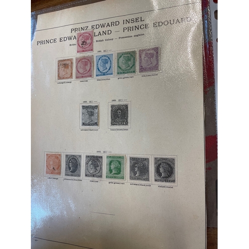 119 - A small, useful mint and used QV BC range on on old printed album leaves, with Trinidad, Turks Islan... 