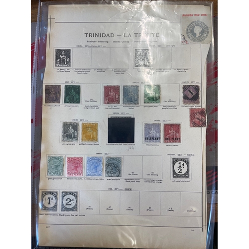 119 - A small, useful mint and used QV BC range on on old printed album leaves, with Trinidad, Turks Islan... 