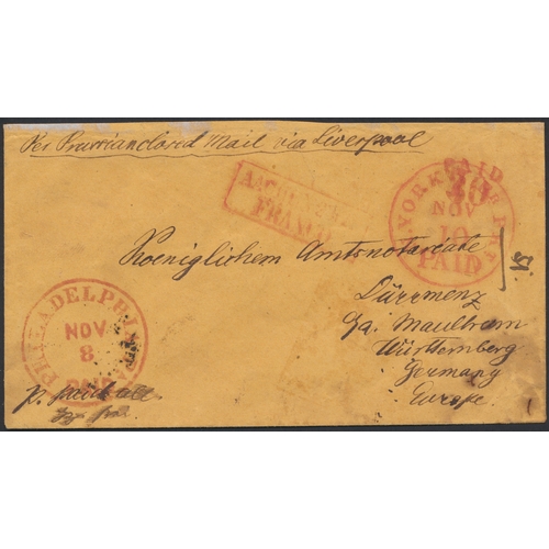 128A - Maritime. Cunard Line. Early transatlantic mail coln of 36 entires and covers in folder. Interesting... 