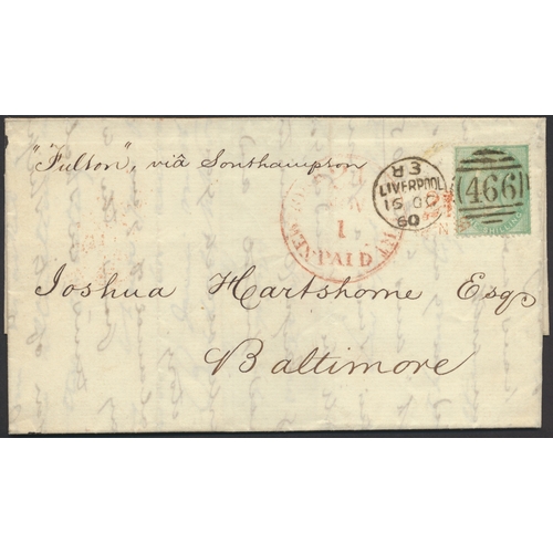 129 - Maritime. Transatlantic mail postal history coln in 3 vols and loose leaves. Mail services incl Alle... 