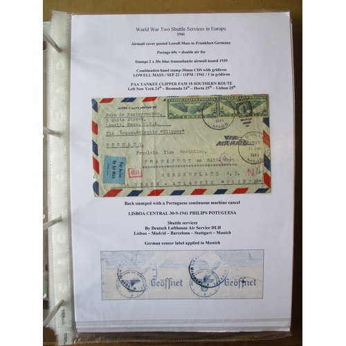 135 - Aviation. WWII Shuttle Mail. Coln of censored wartime covers (Qty 48) in folder, incl Aug 1939 USA t... 