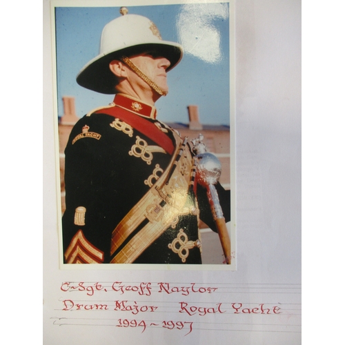 110 - Rare Royal Marines Drum Major's Staff, 1954 silver hallmarked mount with motto scroll and ERII with ... 