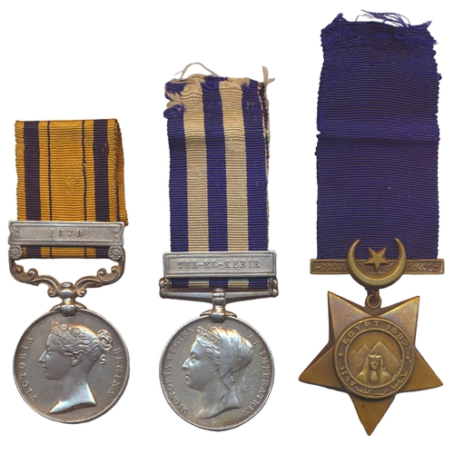 14 - 1879 South Africa Medal 1879 clasp,1882 Egypt Medal (1882) Tel-El-Kebir clasp and 1882 Khedive's Sta... 