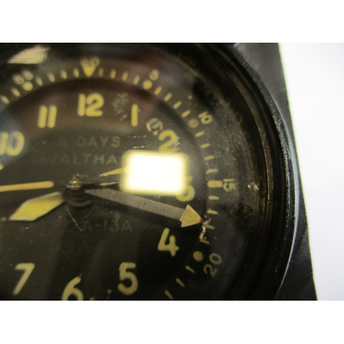 178 - US 8 Day Aircraft Clock Mechanical Type A-13A, Specification Mil-C-6499 Ser No 06689, Part No 22322-... 