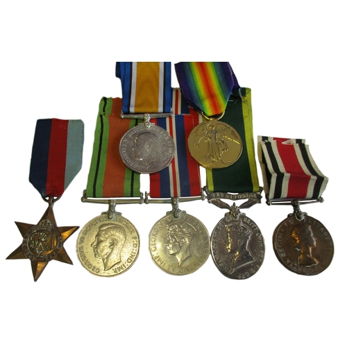 2 - Bloodworth family groups with:
1. WW1 copy BWM and Victory Medal named to Tpr H.W. Bloodworth H 3, W... 