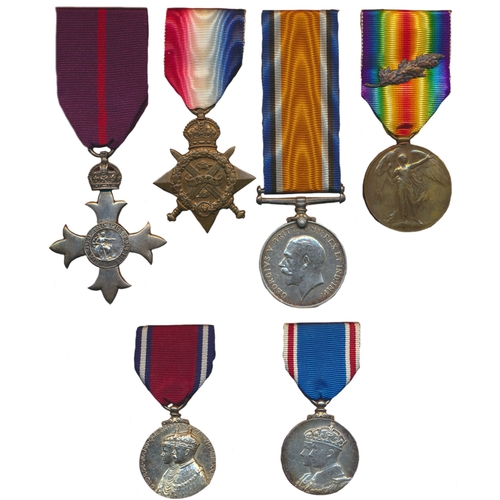 39 - WW1 OBE (Mil) (1919 hallmarks), 1914 Star trio with MID oakleaf, 1935 Silver Jubilee Medal and 1937 ... 