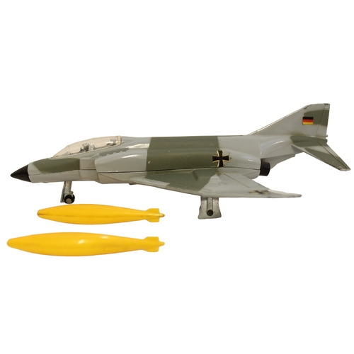 242 - Dinky. German F-4K 'Phantom II' Der Bundelsluftwaffe No. 733, grey/ green camouflage body, yellow mi... 