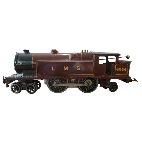 292 - Hornby. O gauge unboxed range generally good to excellent with 4-4-2 LMS 6954 electric tank locomoti... 