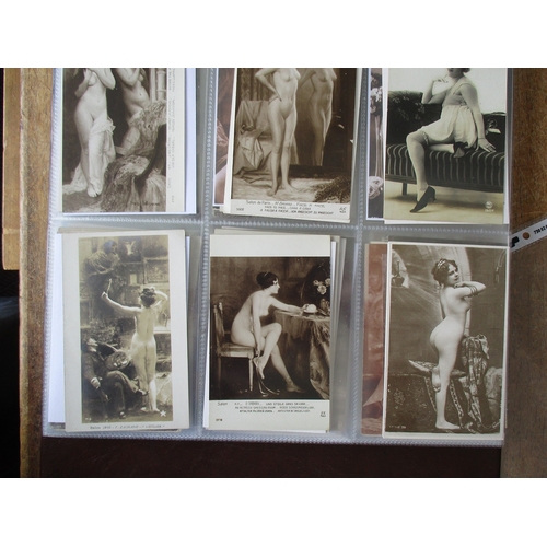 108 - Glamour. Coln. in large modern album of nudes. Salon de Paris, some reproductions and later cards no... 