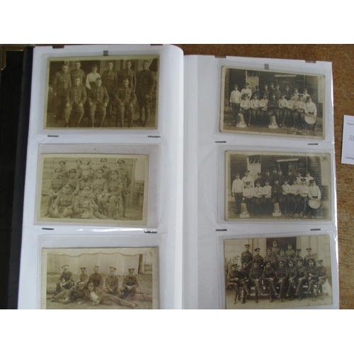 110 - Military. RP coln. in modern album. Soldiers, many on horseback, portraits, groups, Red Cross, camps... 