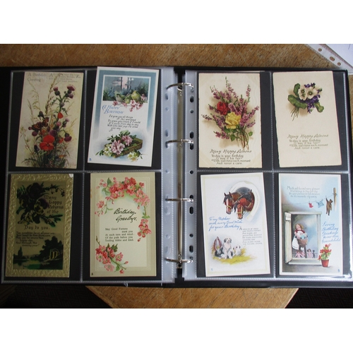 111 - Publishers. 6 albums of Tuck pub. greetings cards mainly in good clean cond.  Birthday 577, Christma... 