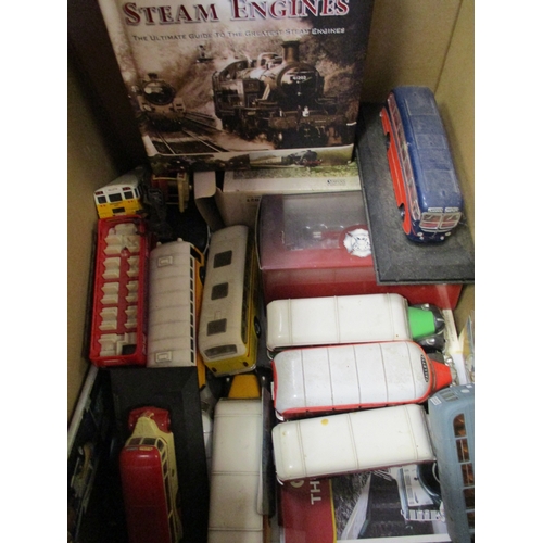 121 - Accumulation including static trains, locomotive prints, books, ship, unboxed aircraft, DVD's, Revel... 