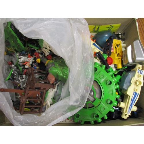 122 - Collection including Action Man Space Capsule, Action Man parts, plastic soldiers, Subbuteo, die cas... 