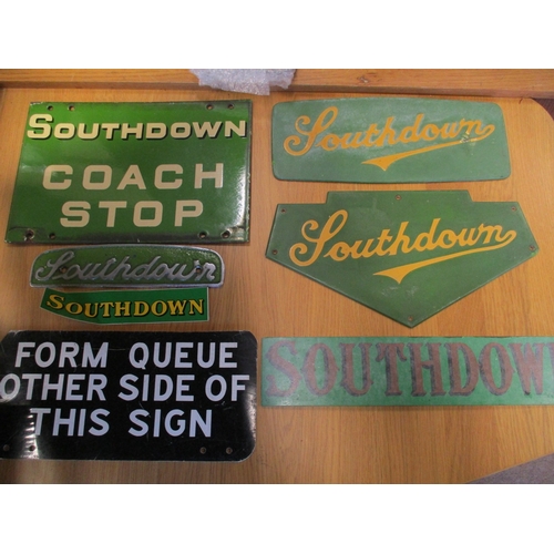 260 - Collection of enamel signs with bus stop sign detailing Service 5, 11 and 105 with place names, gree... 