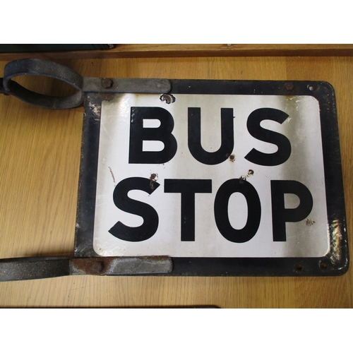 260 - Collection of enamel signs with bus stop sign detailing Service 5, 11 and 105 with place names, gree... 