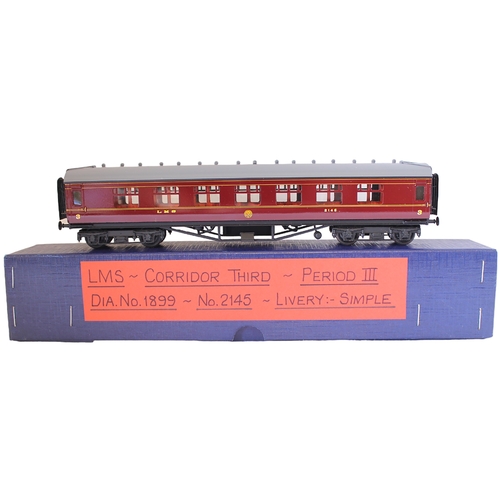 370 - Lawrence Scale Models. Range of OO gauge kit built Period I LMS panelled maroon coaches, generally n... 